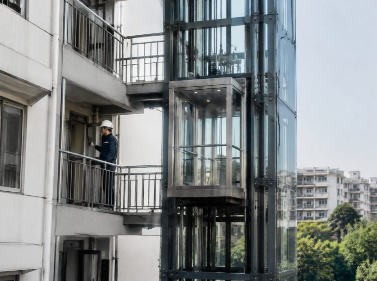 张家口旧楼加建观光电梯